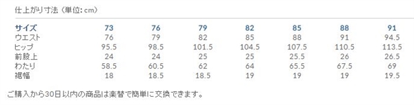 ランズエンドのサイズ